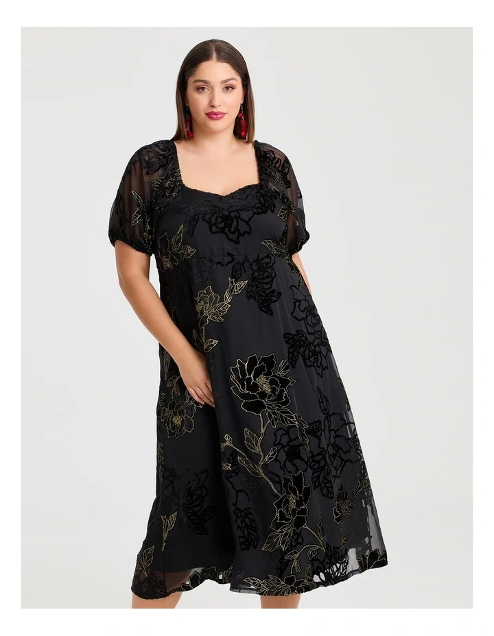 Gold Leaf Velvet Maxi Dress Black/gold image 3