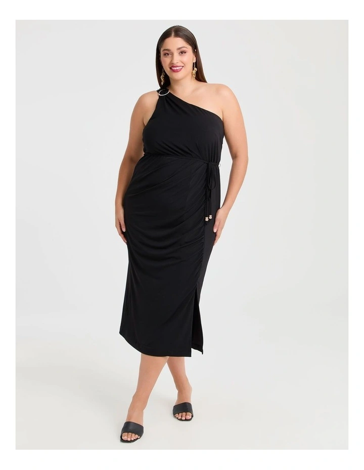 One Shoulder Onyx Event Dress Black image 1