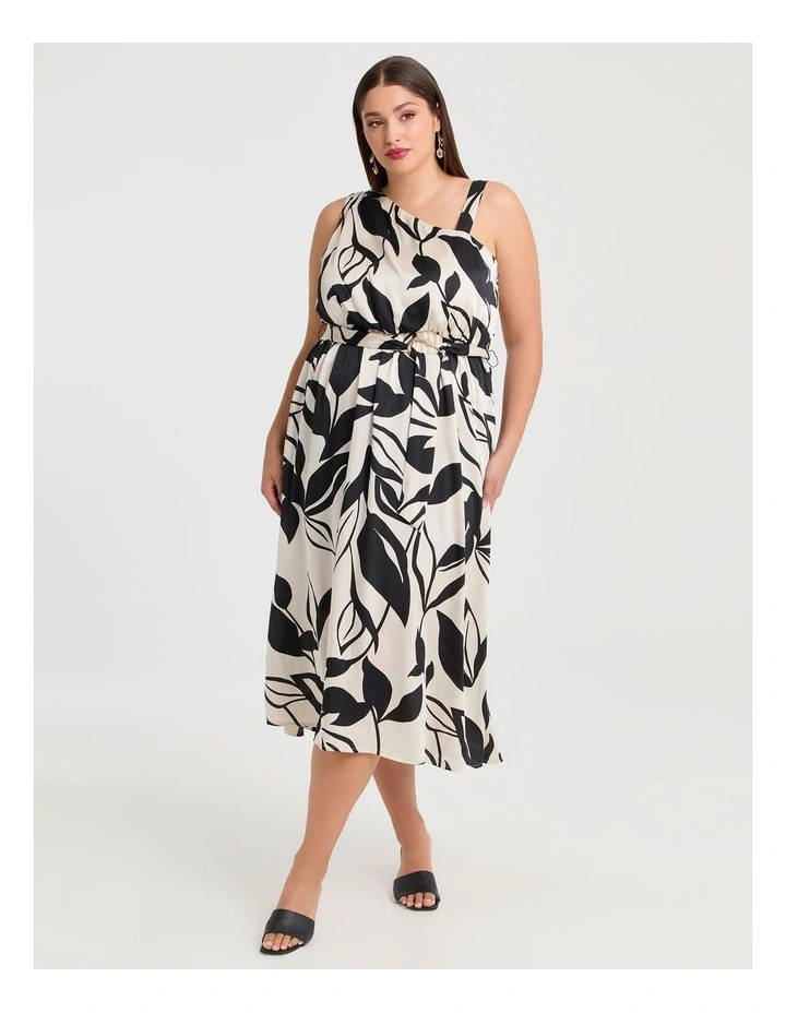 Athena One Shoulder Dress Black/beige image 1