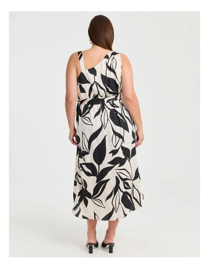 Athena One Shoulder Dress Black/beige image 2