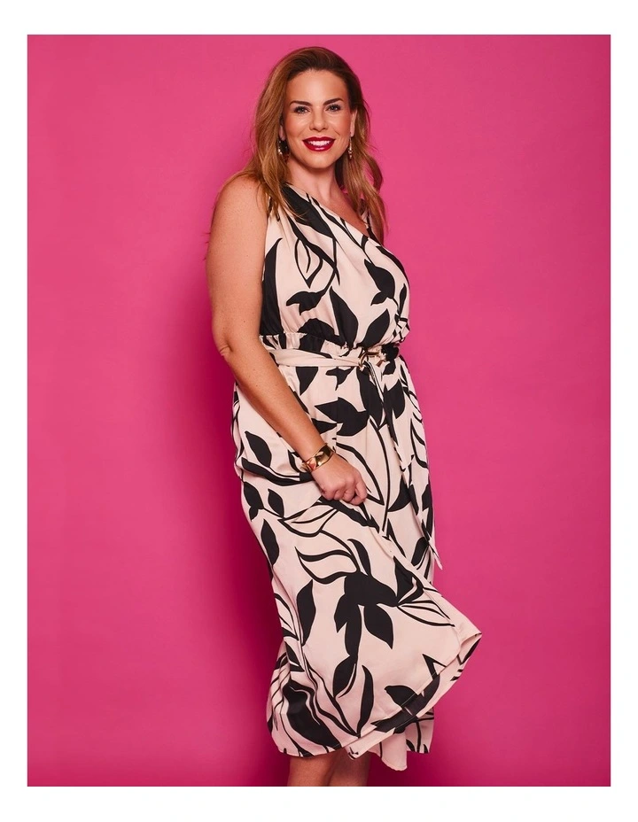 Athena One Shoulder Dress Black/beige image 6