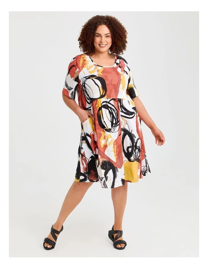 Casa Everyday Empire Natural Dress in Multi image 1