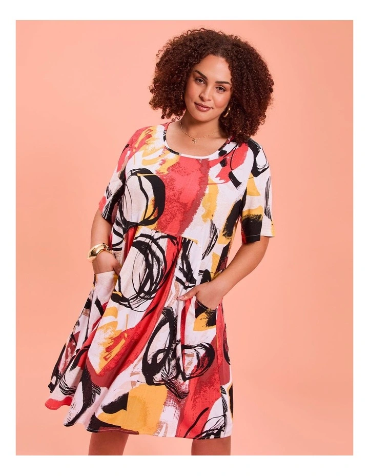 Casa Everyday Empire Natural Dress in Multi image 5