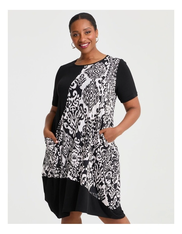 Spliced Angled Luna Dress in Multi image 3