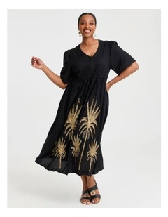 Natural Glam Embroidery Maxi Dress Print