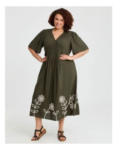 Natural Resort Midi Dress in Olive