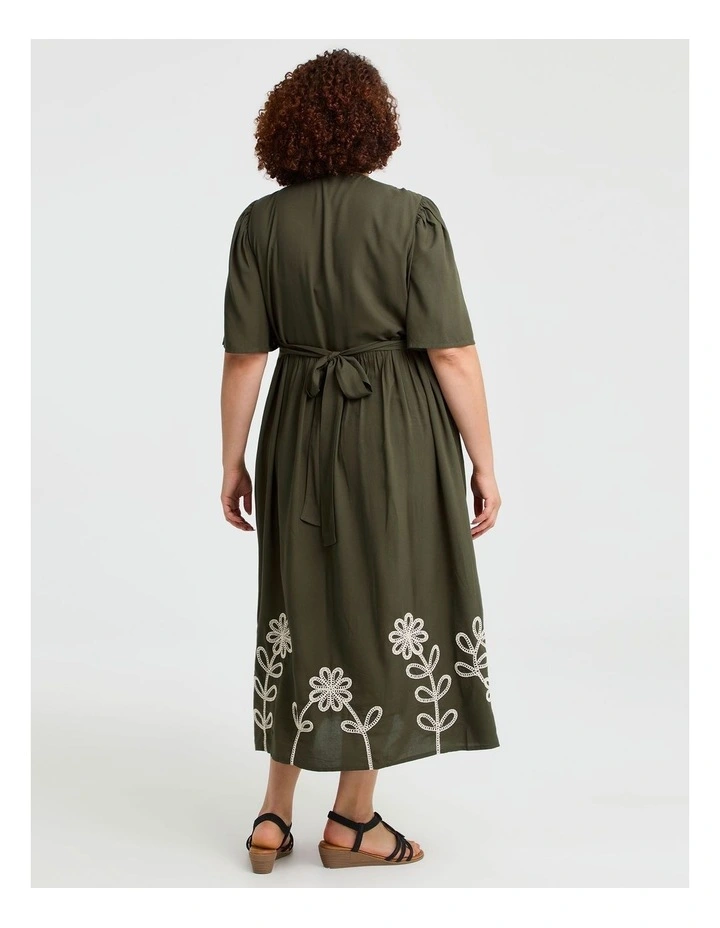 Natural Resort Midi Dress in Olive image 2