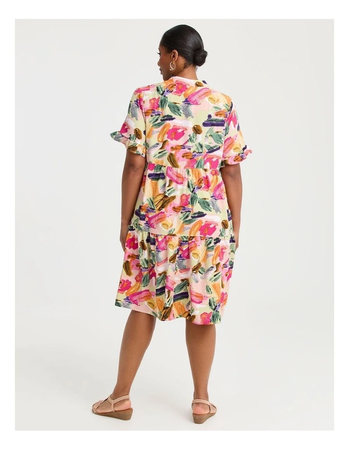 Abstract Tier Shirt Dress in Mint Print image 2