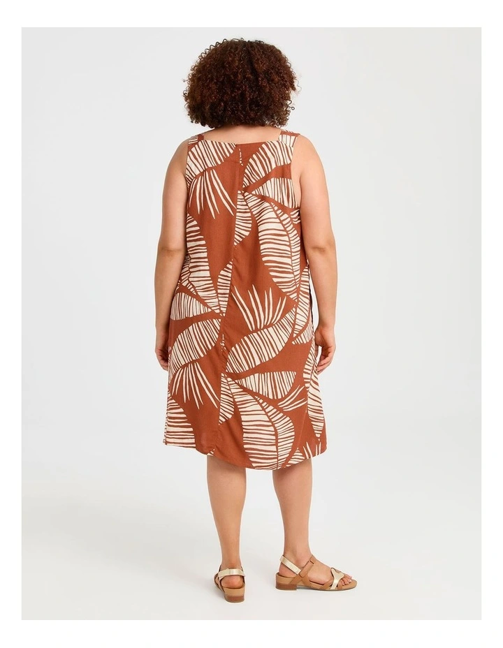 Palm Leaf Natural Pinafore Dress in Multi image 2