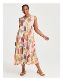 Natural Leilani Sleeveless Dress Print