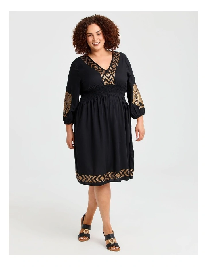 Nomad Sequin Natural Dress in Black image 1