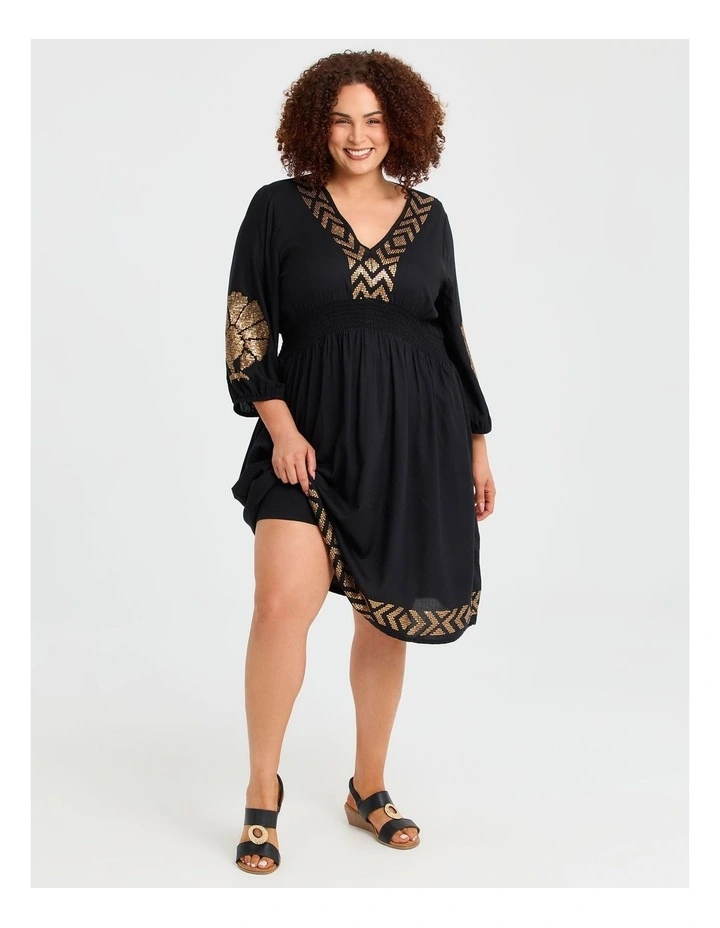 Nomad Sequin Natural Dress in Black image 4