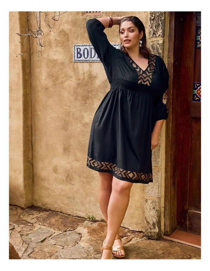 Nomad Sequin Natural Dress in Black image 5