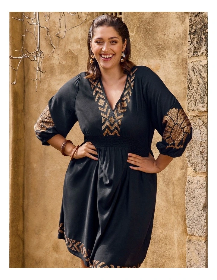 Nomad Sequin Natural Dress in Black image 6