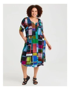 Polly Pintuck Natural Dress Print