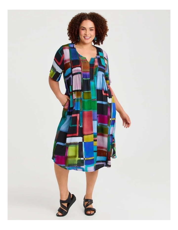 Polly Pintuck Natural Dress Print image 1