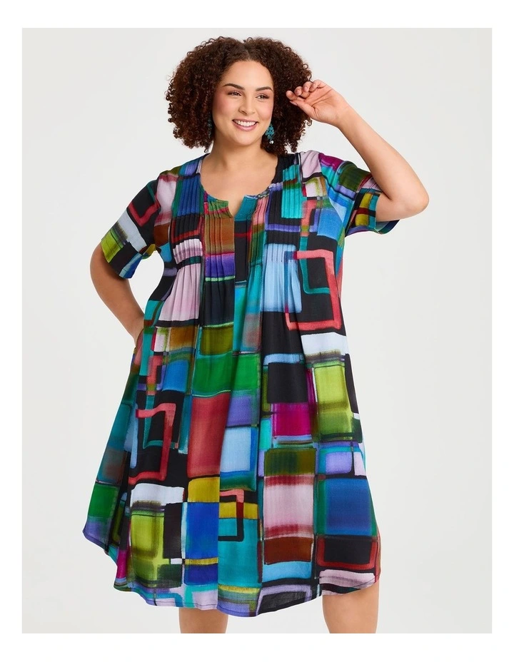 Polly Pintuck Natural Dress Print image 3