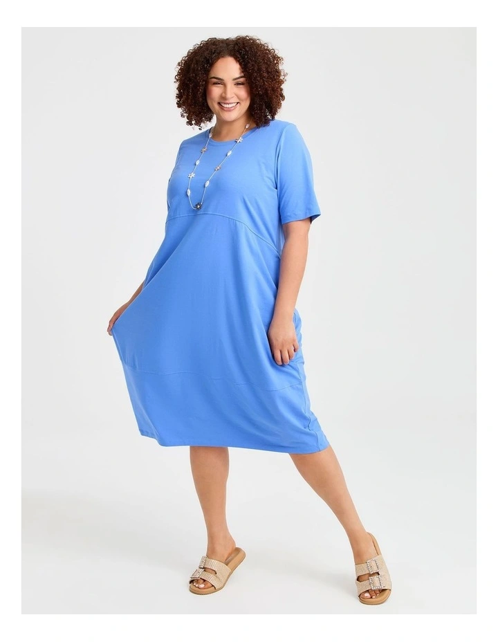 Cotton Talia Short Sleeve Dress in Tropical Teal image 1