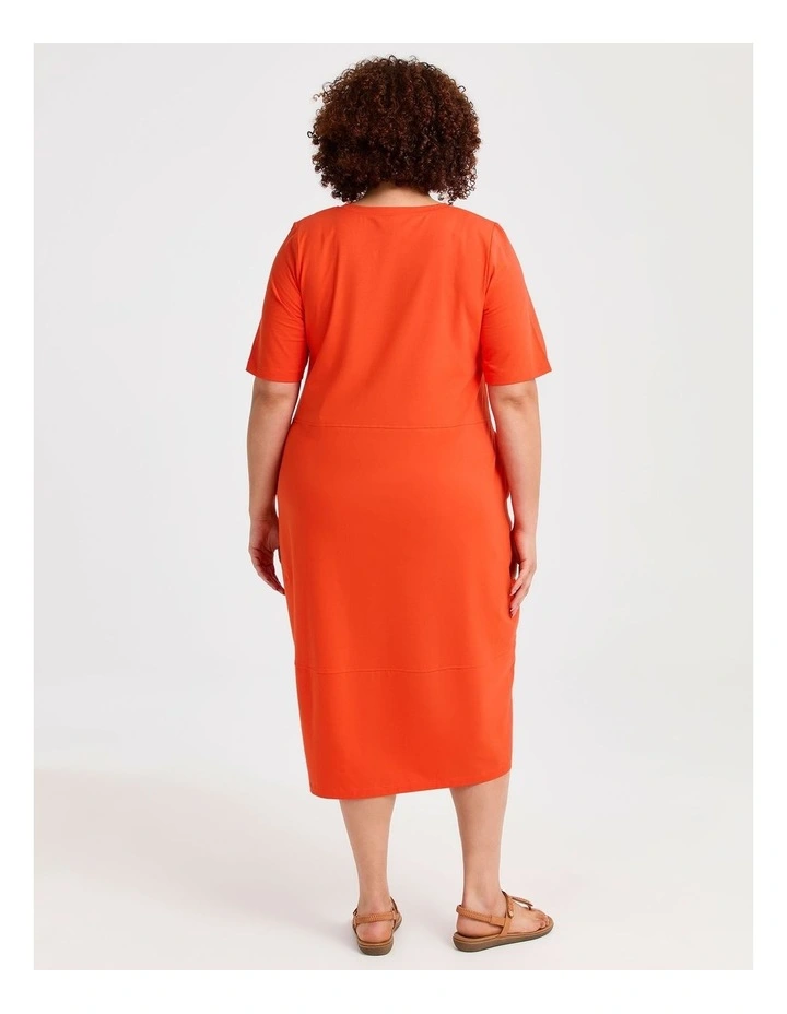 Cotton Talia Short Sleeve Dress in Tangerine image 2