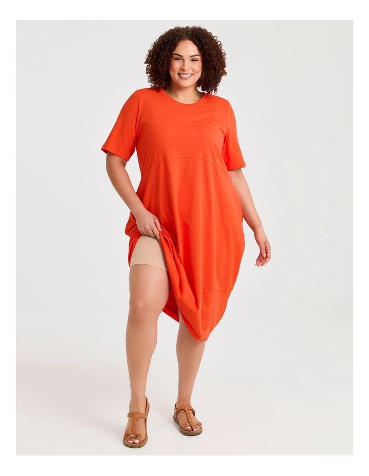 Cotton Talia Short Sleeve Dress in Tangerine image 4