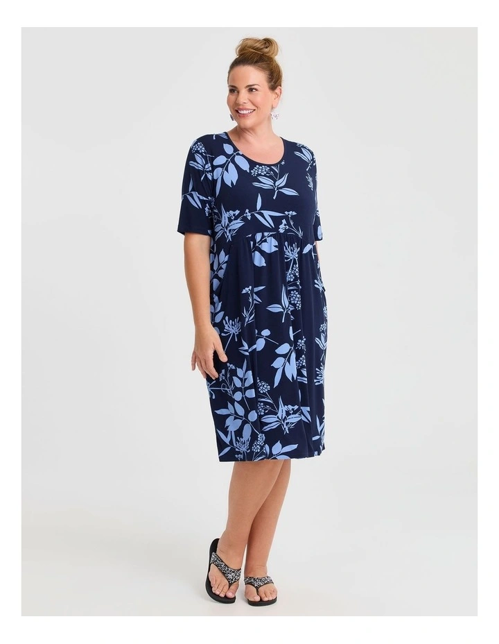 Violet Everyday Empire Dress Dark Indigo Floral image 1