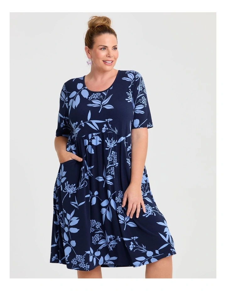 Violet Everyday Empire Dress Dark Indigo Floral image 3