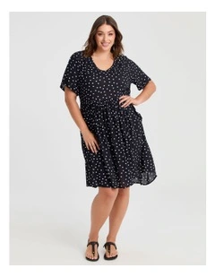 Natural Holiday Pocket Dress in Navy/White