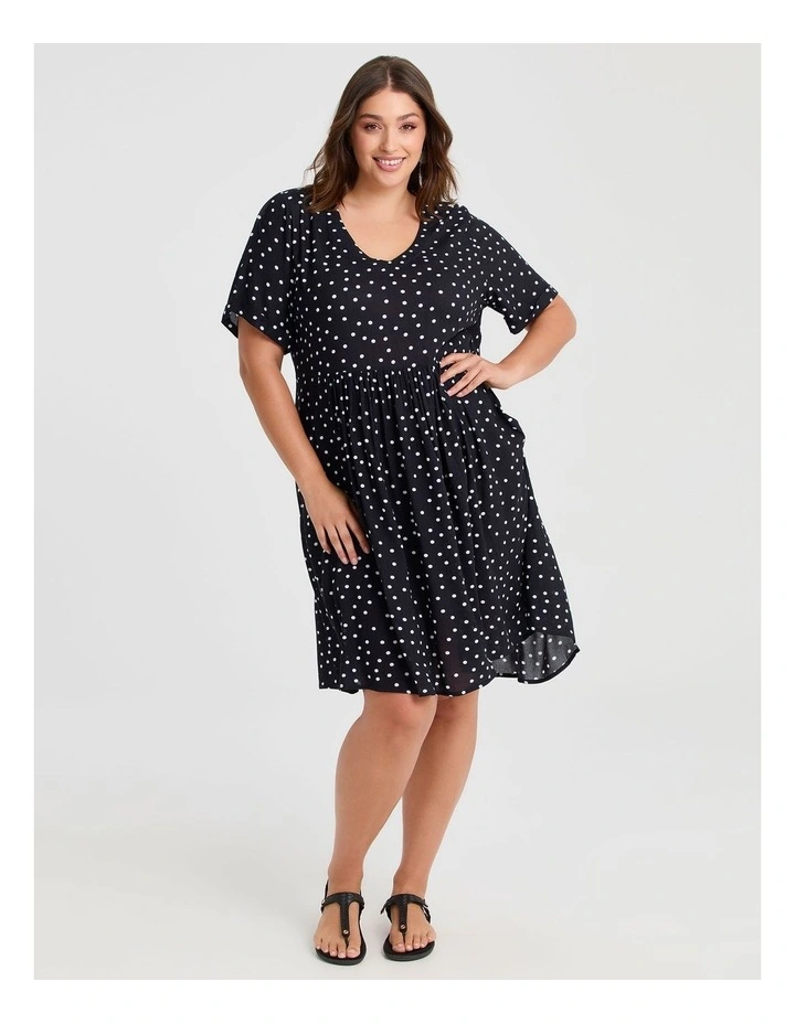 Natural Holiday Pocket Dress in Navy/White image 1