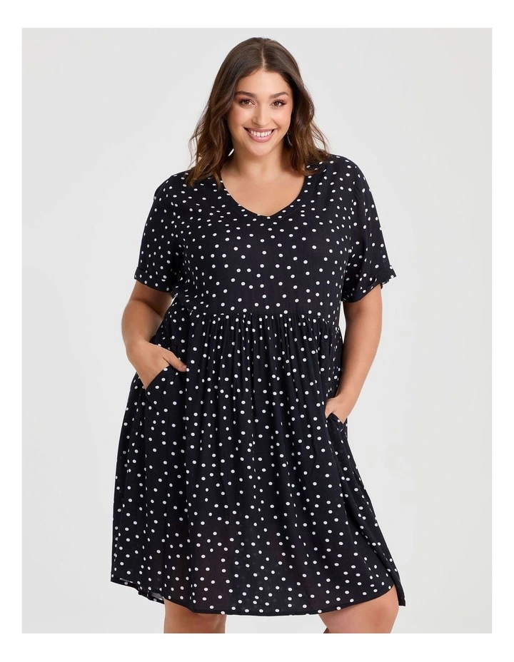 Natural Holiday Pocket Dress in Navy/White image 3