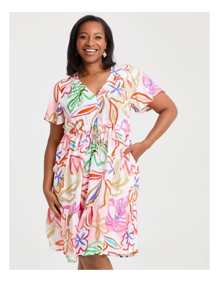 Natural Soft Bloom Dress in Print image 3