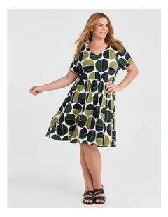 Cotton Jersey Holiday Pocket Dress in Multi