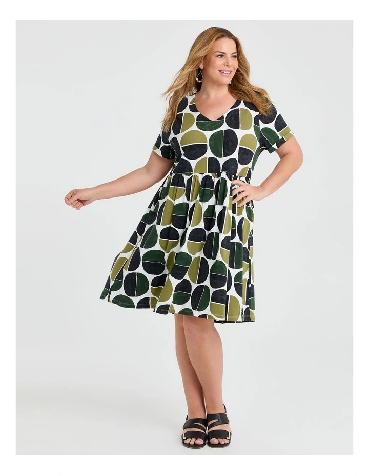 Cotton Jersey Holiday Pocket Dress in Multi image 1