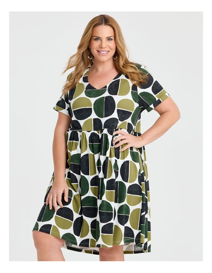 Cotton Jersey Holiday Pocket Dress in Multi image 3