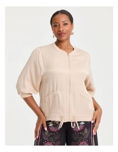 Natural Shimmer Drawcord Bomber Sesame