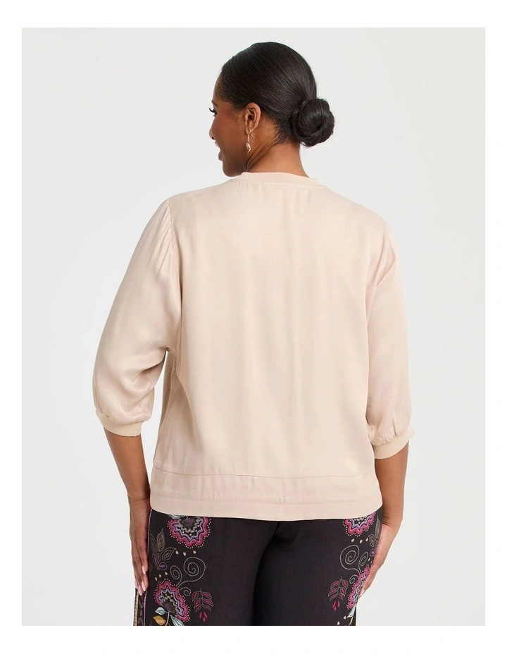 Natural Shimmer Drawcord Bomber Sesame image 2
