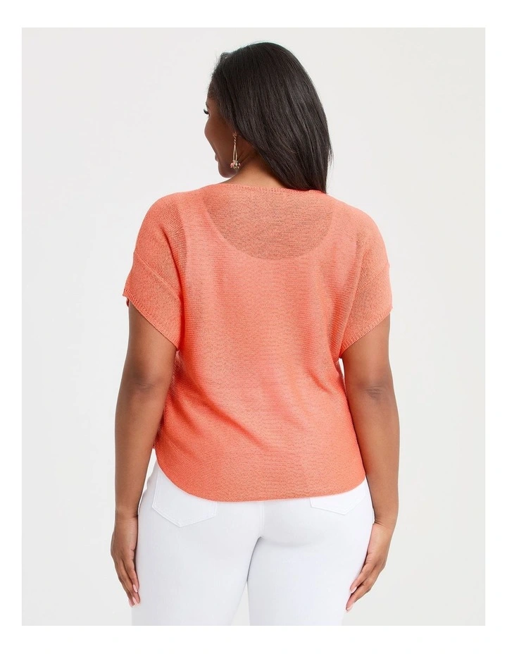 Extended Sleeve Open Knit Top in Sorbet image 2