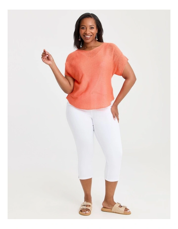 Extended Sleeve Open Knit Top in Sorbet image 3