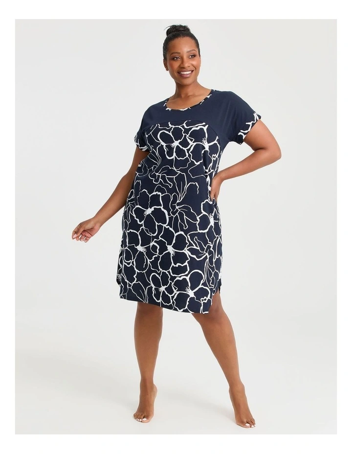 Australian Cotton Flora Nightie Navy/white image 1