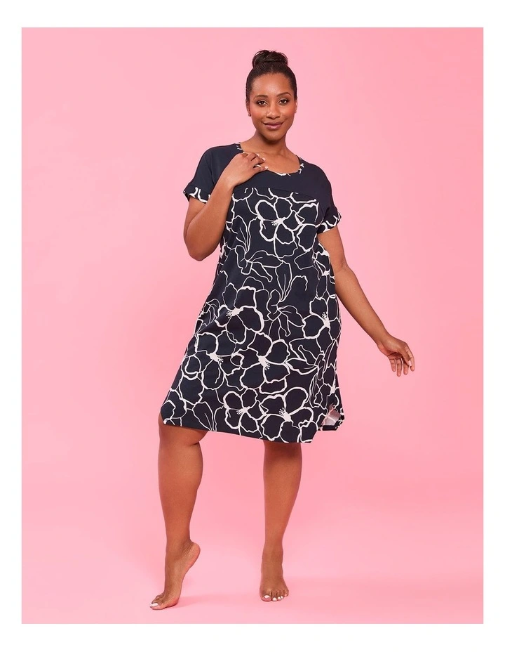 Australian Cotton Flora Nightie Navy/white image 4