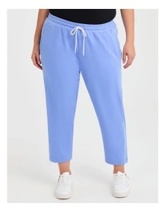 Cotton Piping Active Crop Pant in Crystal Blue