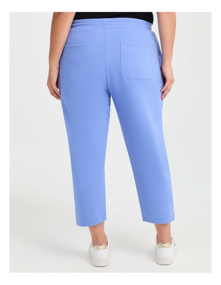Cotton Piping Active Crop Pant in Crystal Blue image 2