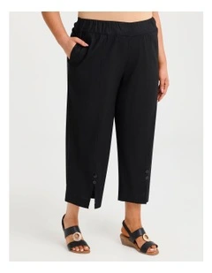 Stretch Linen Ayanna Crop Pant in Black