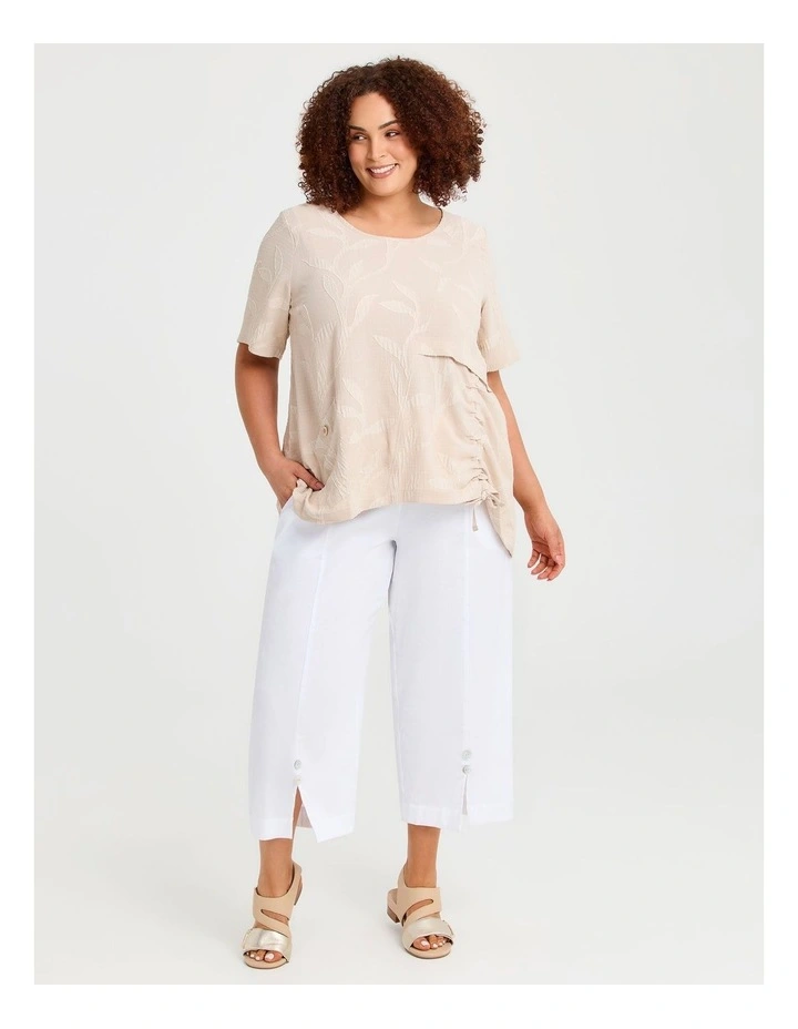 Stretch Linen Ayanna Crop Pant White image 3