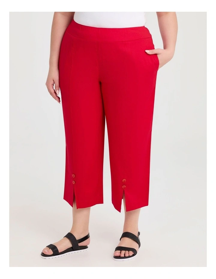Stretch Linen Ayanna Crop Pant in Racing Red image 1