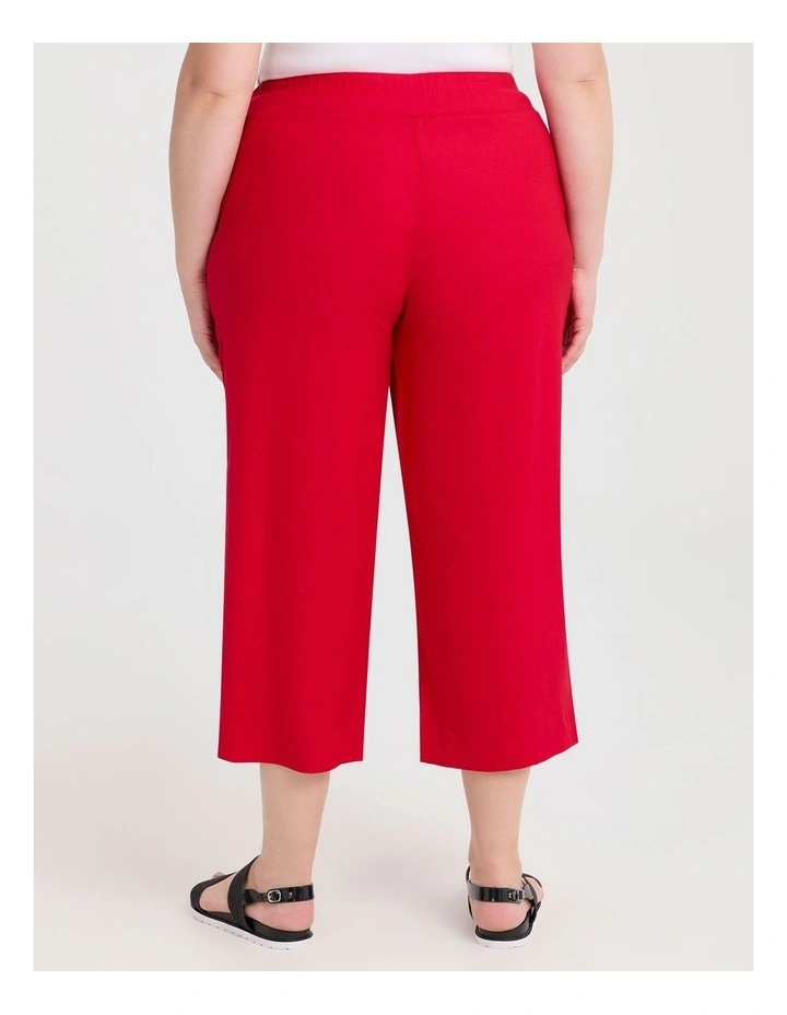 Stretch Linen Ayanna Crop Pant in Racing Red image 2