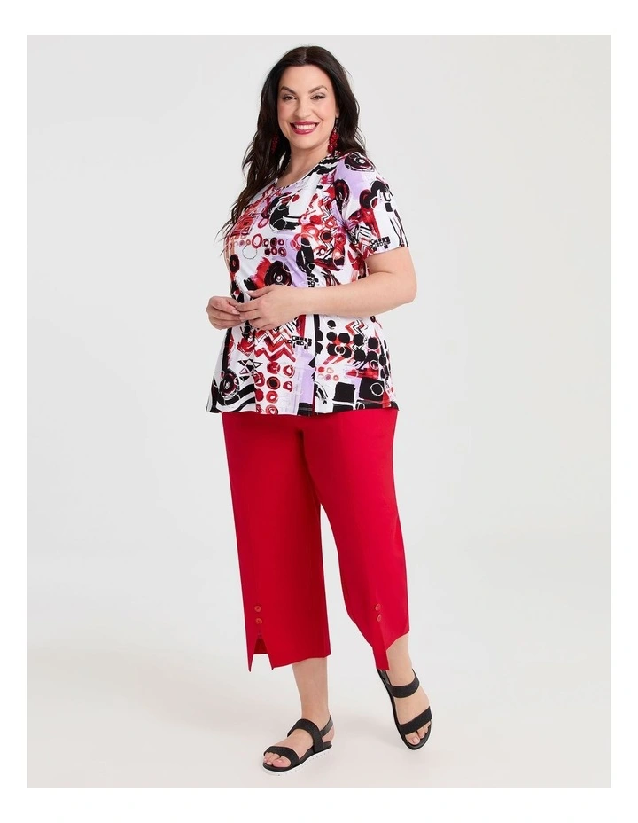 Stretch Linen Ayanna Crop Pant in Racing Red image 4