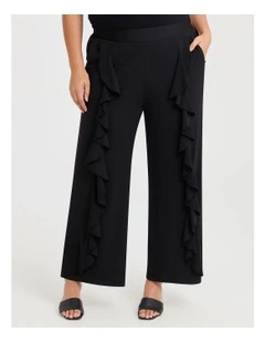 Holly Ruffle Wide Leg Pant in Black