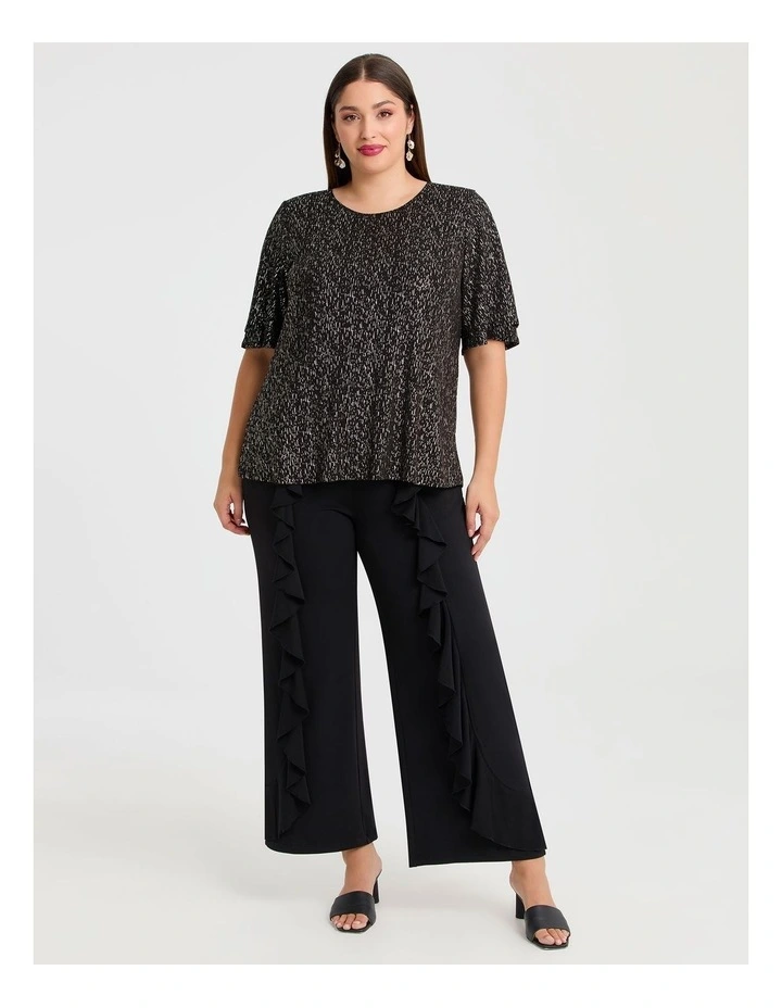 Holly Ruffle Wide Leg Pant in Black image 3