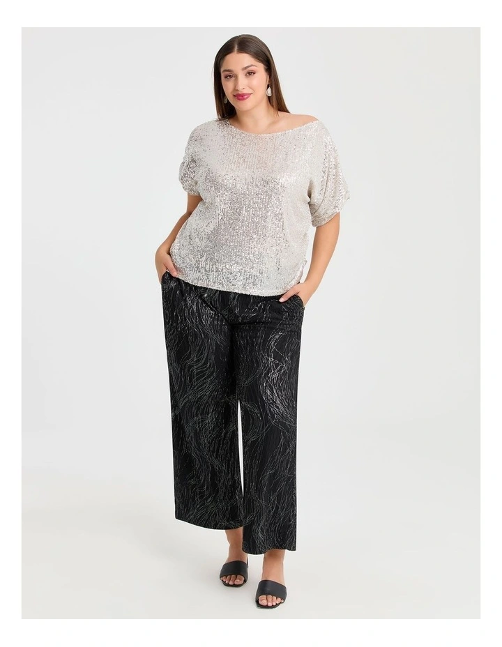 Shimmer Wide Leg Evening Pant in Multi image 3