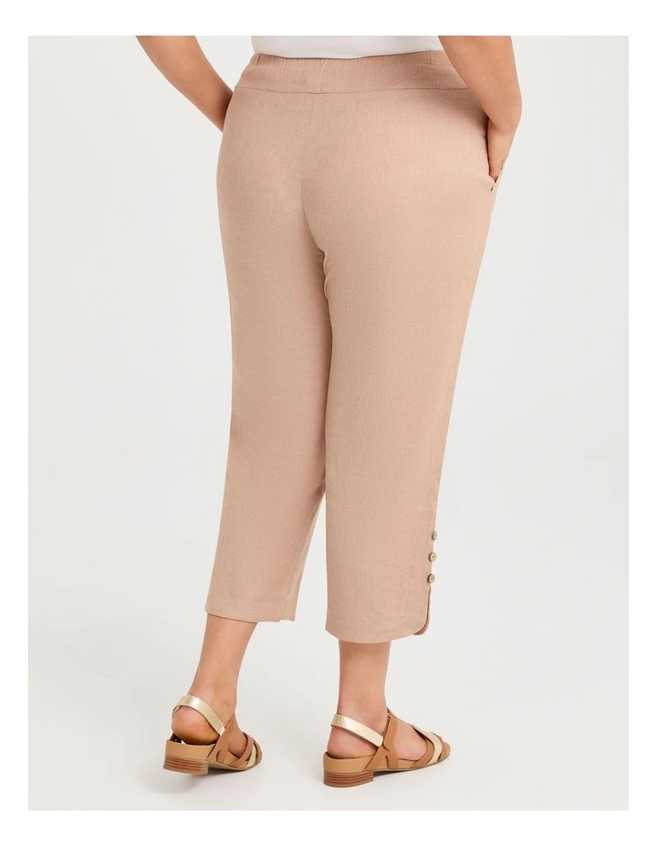 Slim Stretch Linen Crop Pant in Honey Beige image 2